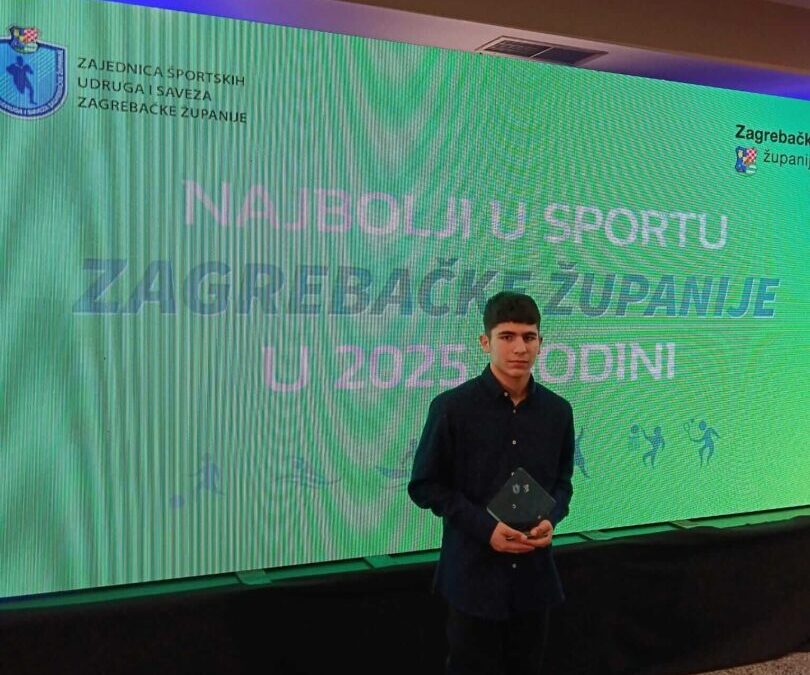 Učenik 8.a razreda nagrađen za sportsku nadu Zagrebačke županije