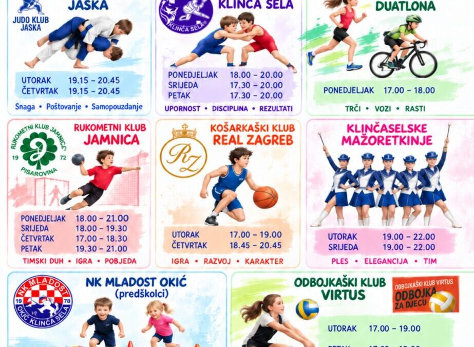 Termini sportskih treninga u OŠ Klinča Sela